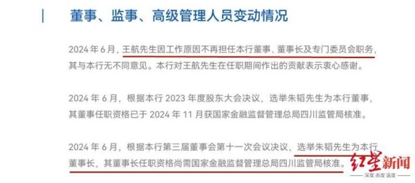 诚信配资 四川新网银行高层洗牌，王航不再任董事长，朱韬拟接棒