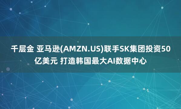 千层金 亚马逊(AMZN.US)联手SK集团投资50亿美元 打造韩国最大AI数据中心